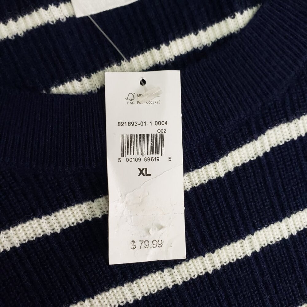 NWT GAP Women's Navy White Striped Ribbed Knit Sweater Dress XL Long Sleeve - Picture 7 of 10
